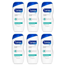 6x Sanex BiomeProtect Moisturising Shower Gel 225ml, normal to dry skin
