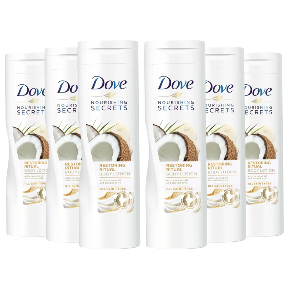 6 X Dove Restoring Ritual Body Lotion 250ml (Coconut Oil & Almond milk)