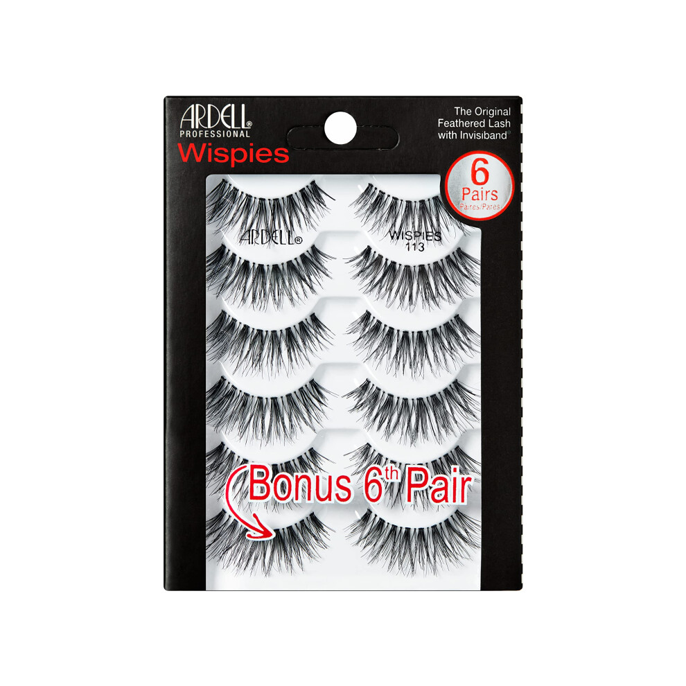Multipack Wispies 113 False Eyelashes, Medium Volume, Long Length, Vegan Friendly, 5 Pairs (Pack of 1)