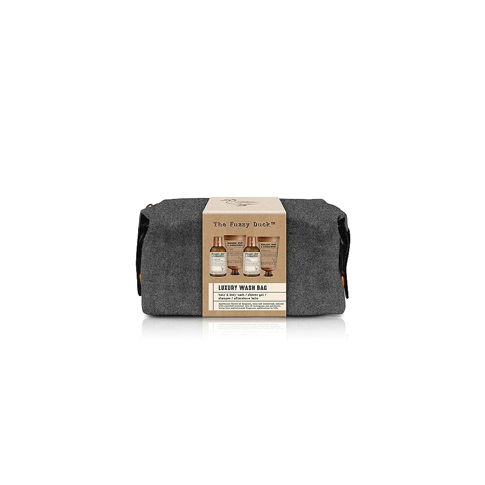 The Fuzzy Duck Bergamot, Hemp & Sandalwood Men's Luxury Wash Bag Gift Set (Pack of 1) - Vegan Friendly