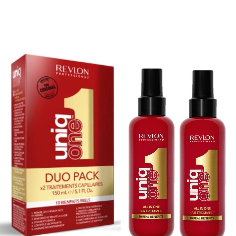 UniqOne Leave In Conditioner Classic Duo Pack, Gifts For Women/Men, Hair Treatment For Shine And Frizz Control (2 x