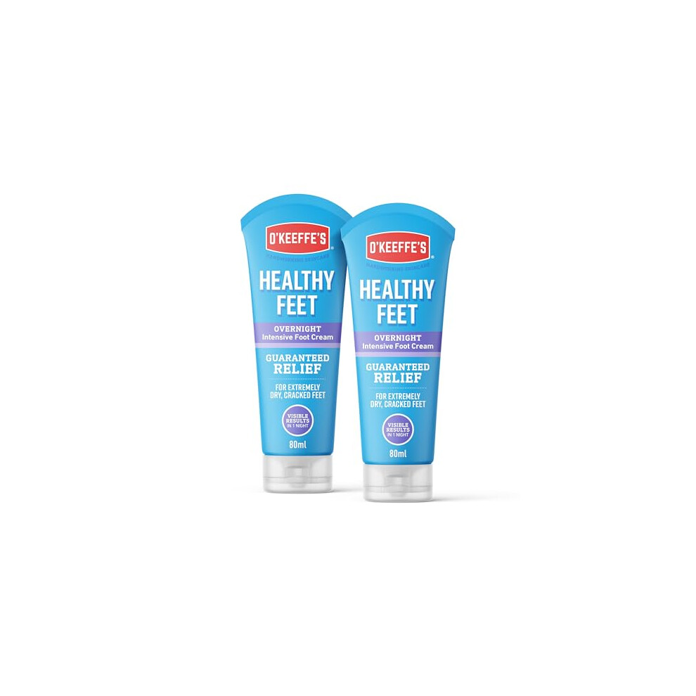 O'keeffe's Healthy Feet Overnight, 2 X 80Ml Tubes – Intensive Foot Cream For Extremely Dry, Cracked Feet | Visible