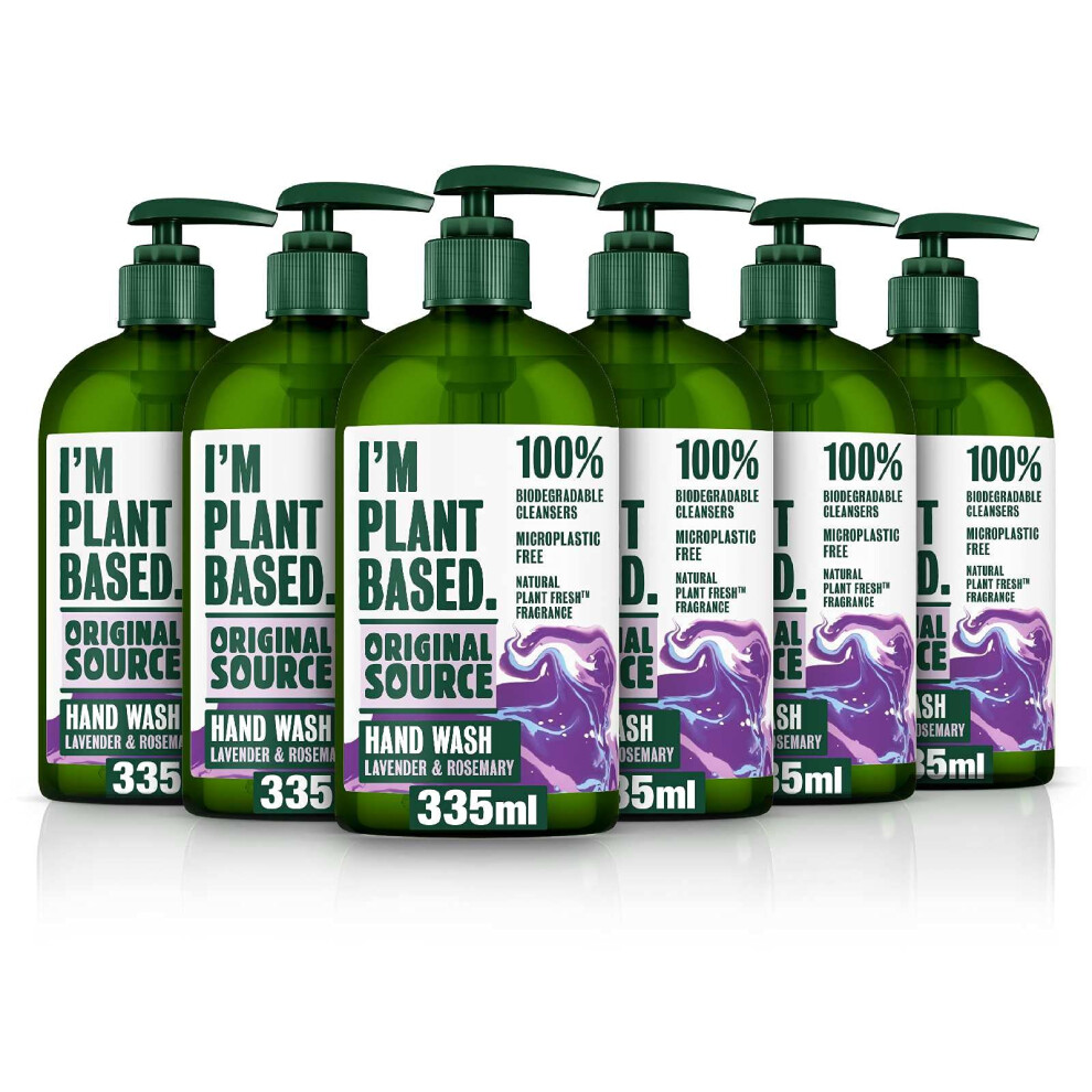 I'm Plant Based Lavender & Rosemary Hand Wash, 100 Percent Natural Fragrance, Vegan, Cruelty Free, Bulk Buy, Pack of 6 x