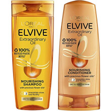 L'Oreal Elvive Extraordinary Oil Nourishing Shampoo & Conditioner Set for Dry to Very Dry Hair, 400ml bottle of each,