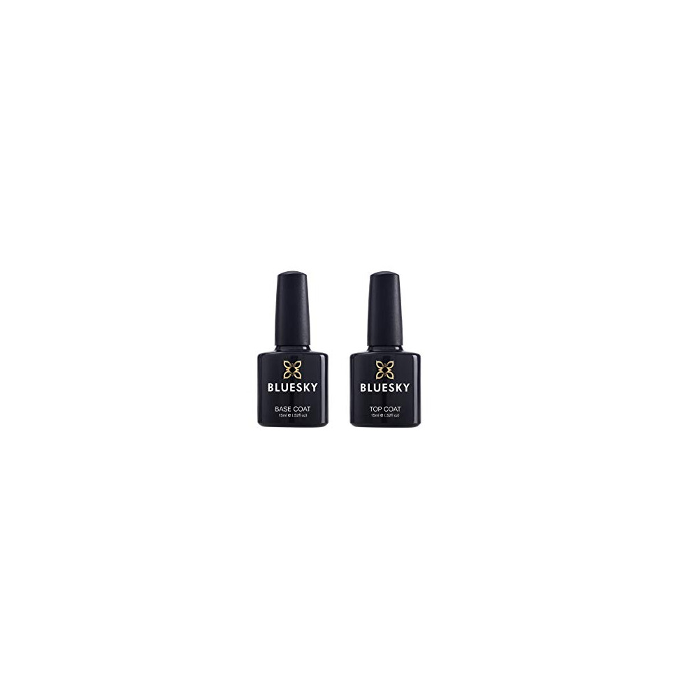 Top and Base Coat Set, Gel Nail Polishes, Long Lasting, Shiny High Gloss Finish, Clear, 2 x 15 ml (Requires Curing