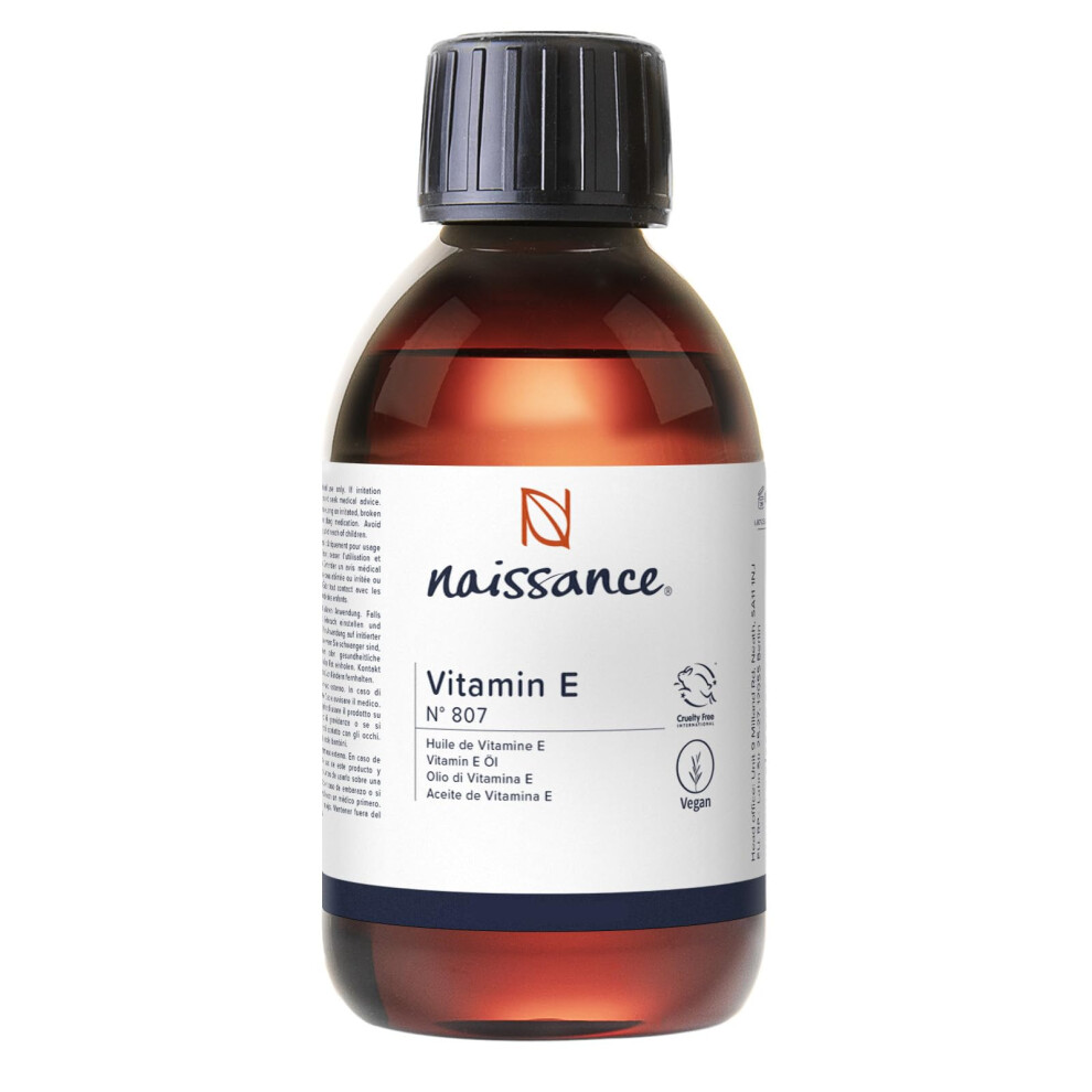Naissance Vitamin E Oil (No. 807) 225Ml - For Skin, Face, Hair Growth, Scalp, Nails, Cuticles, Scars - Natural & Plant-Based