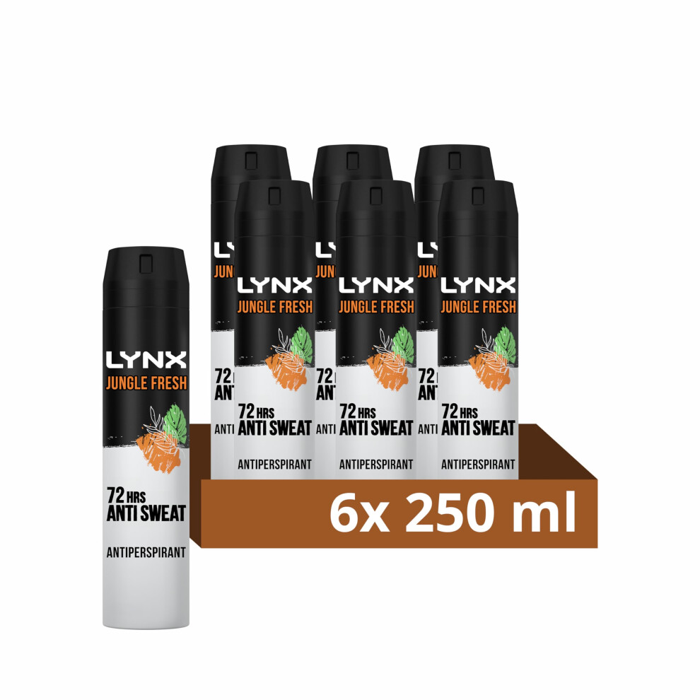 Jungle Fresh Antiperspirant Deodorant with a palm leaves & amber scent Spray for 72-hour sweat and odour protection 6x