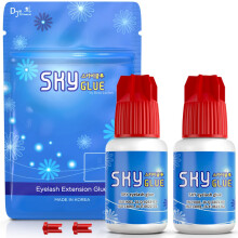 2 Bottles Sky Glue for Eyelash Extensions S+ | Super Strong Black Lash Extension Adhesive for Professional Long Lasting
