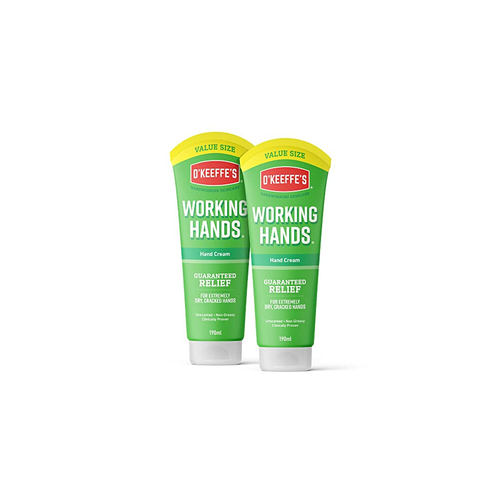 O'keeffe's Working Hands Value Tube, 190Ml (2 Pack) Â Hand Cream For Extremely Dry, Cracked Hands | Non-Greasy,