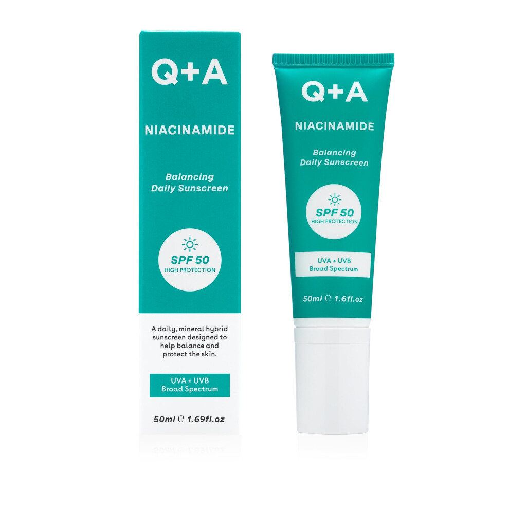 Q+A Light Niacinamide Daily Sunscreen Spf 50: Ultra-, Non-Greasy, Broad-Spectrum Uva/Uvb Protection, Oil Control, Pore