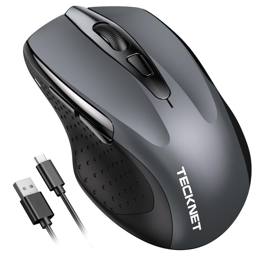 Bluetooth Mouse, Rechargeable Bluetooth Wireless Mouse(Tri-Mode: BT 5.0/3.0+2.4G), 4800DPI Adjustable, Silent Ergonomic