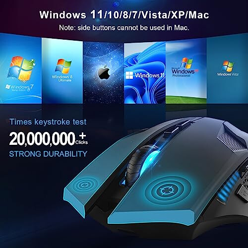TeckNet Wireless Gaming Mouse 2.4G Optical USB Computer Mice, 8 Buttons, 4800DPI Nano Receiver for Win11, Win10, Win8, Win7, 2