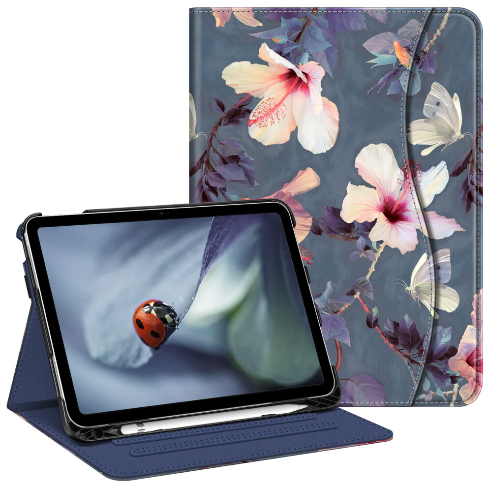 Fintie Ipad 10Th Gen Case (2022) 10.9 Inch - Multi-Angle Stand, Pencil Holder, Card Pocket, Auto Sleep/Wake, Hibiscus Bloom 840173925317