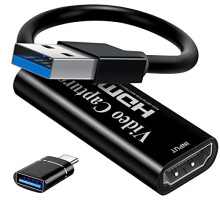 4K HDMI to USB capture card, Full HD 1080p video capture device, HDMI Video Game Capture for Editing