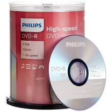 DVD-R PHILIPS DM4S6B00F - 100 medios - 4,7 GB (120 min) 16x - eje