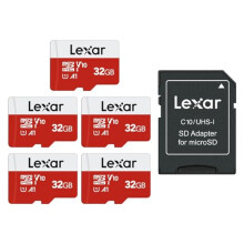 E-Series 32GB Micro SD Card 5 Pack, microSDHC UHS-I Flash Memory Card with Adapter, 100MB/s, C10, U1, A1, V10, Full HD,