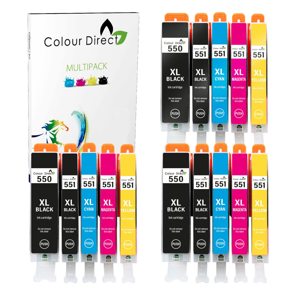 Colourdirect 550XL 551Xl Compatible Ink Cartridges For Canon Pgi-550 Cli-551 Xl For Canon Pixma Ip7250 Mg5650 Mx925 5055592531352