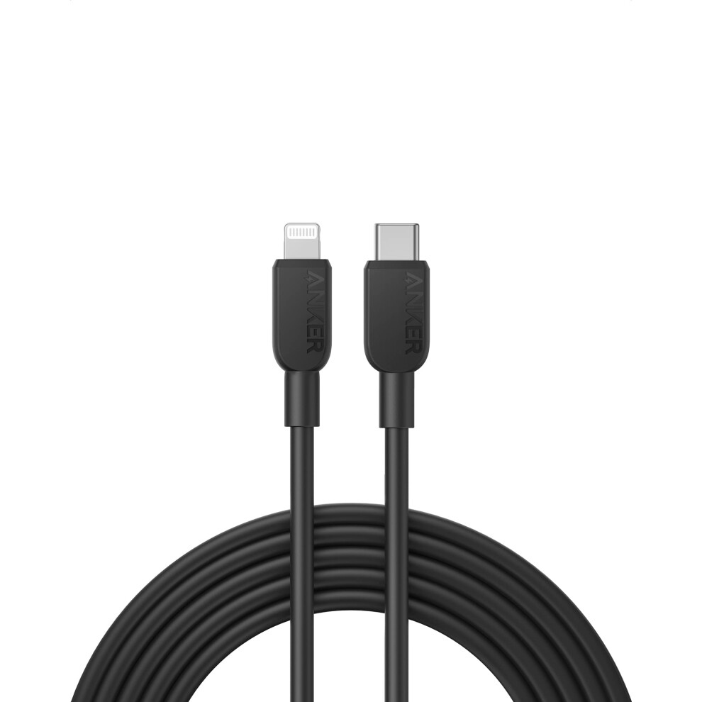 USB C to Lightning Cable, 310 USB-C to Lightning Cable(Black, 10ft), MFi Certified, Fast Charging Cable for iPhone 14