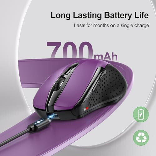 TeckNet Bluetooth Mouse, Rechargeable Bluetooth Wireless Mouse(Tri-Mode: BT 5.0/3.0+2.4G), 4800DPI Adjustable, Silent Ergonomic 1