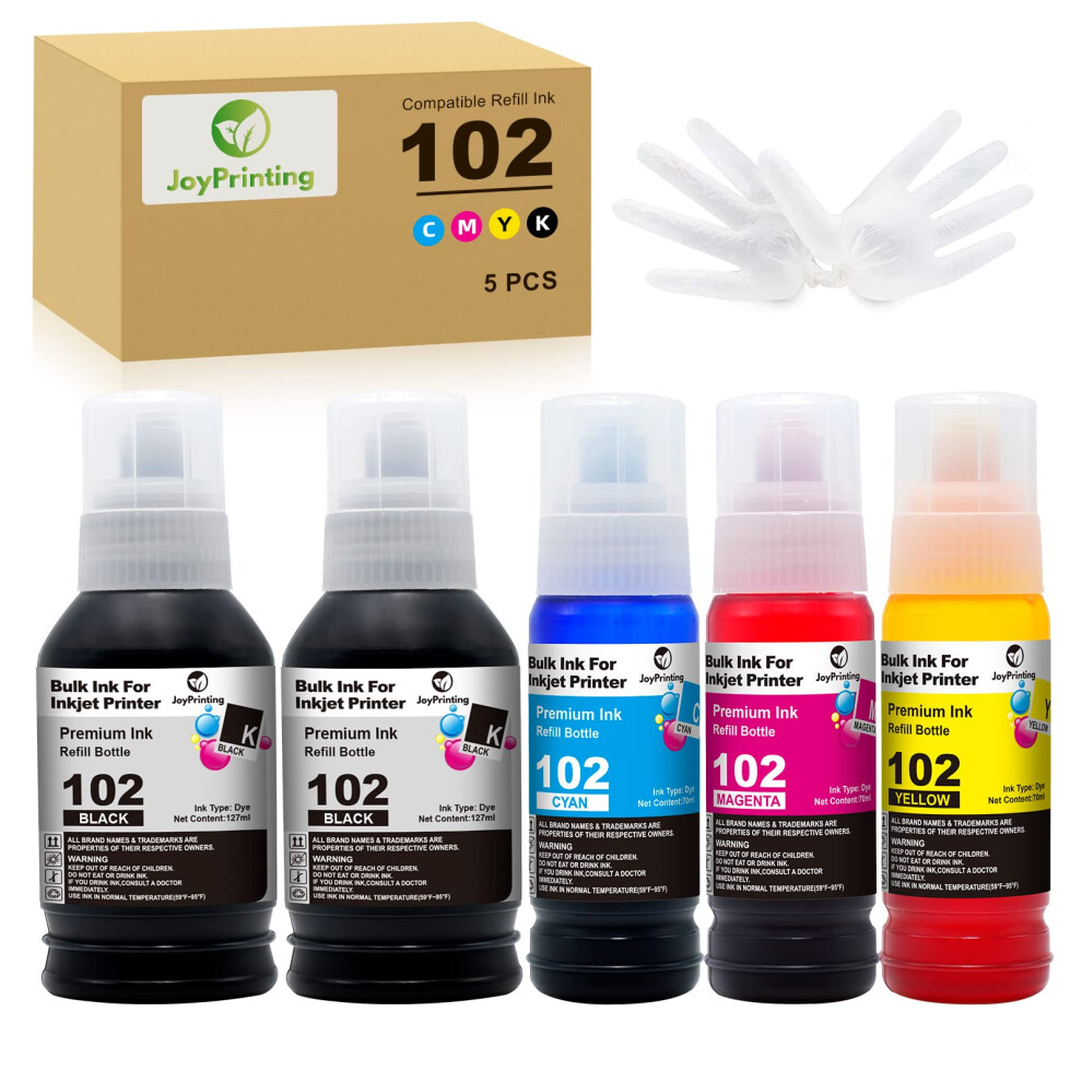 102 Ink Replacement for Epson 102 Ink Bottle Refills Compatible with Epson EcoTank ET-2750 ET-2700 ET-2751 ET-2756