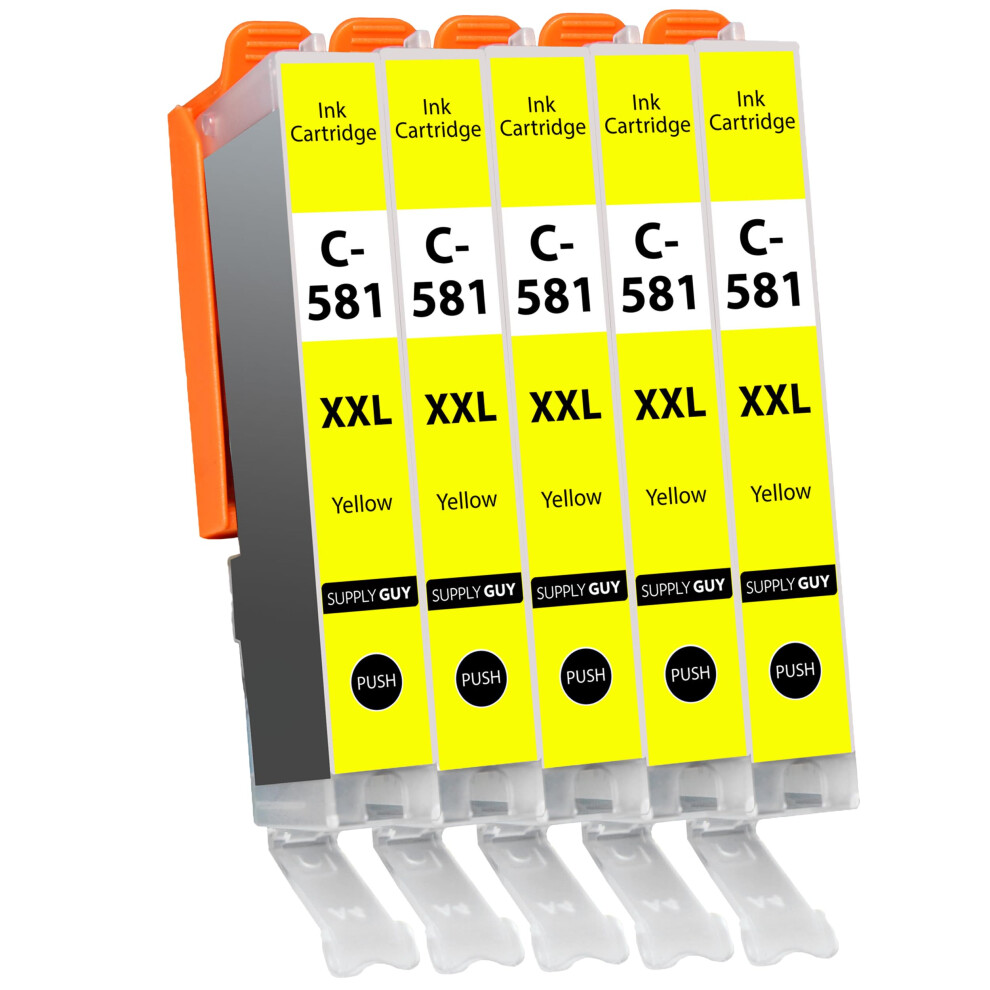5 Ink Cartridges Xxl Compatible With Canon Cli-581 For Pixma Tr7500 Tr7550 Tr8500 Tr8550 Ts6100 Ts6150 Ts6151 Yellow 4038998404360
