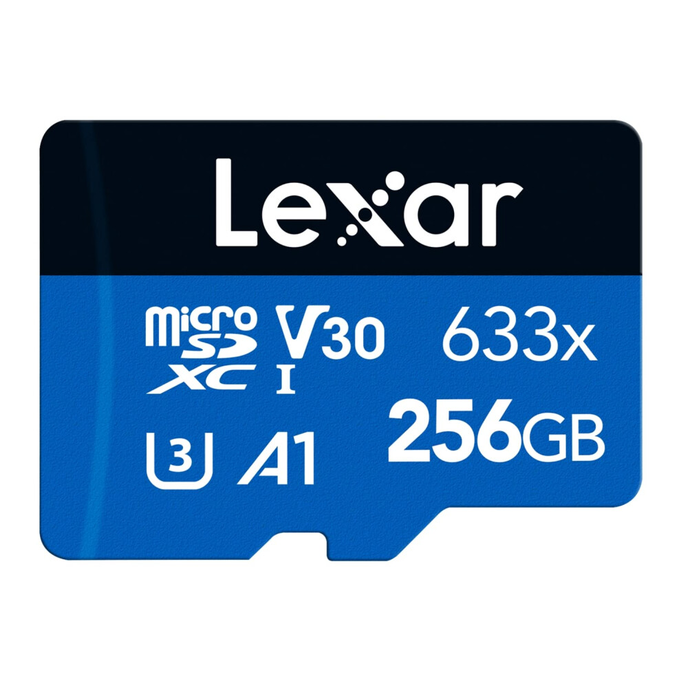 633x 256GB Micro SD Card, microSDXC UHS-I Card + SD Adapter, microSD Memory Card up to 100MB/s Read, A1, Class 10, U3,