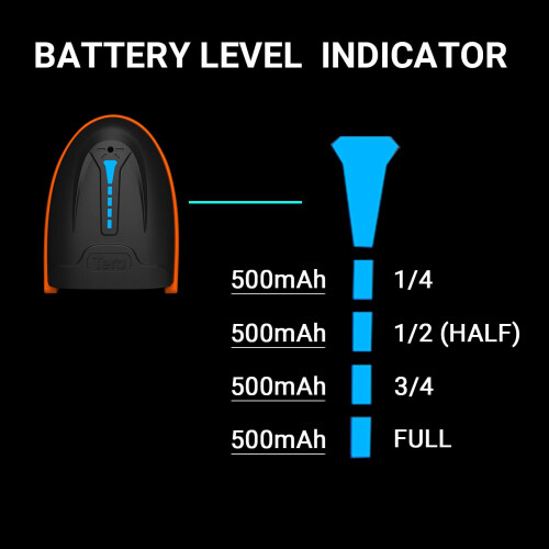 Barcode Scanner Wireless with Battery Level Indicator Rechargeable 1D Laser Barcode Reader 2000mAh Battery, Design 1
