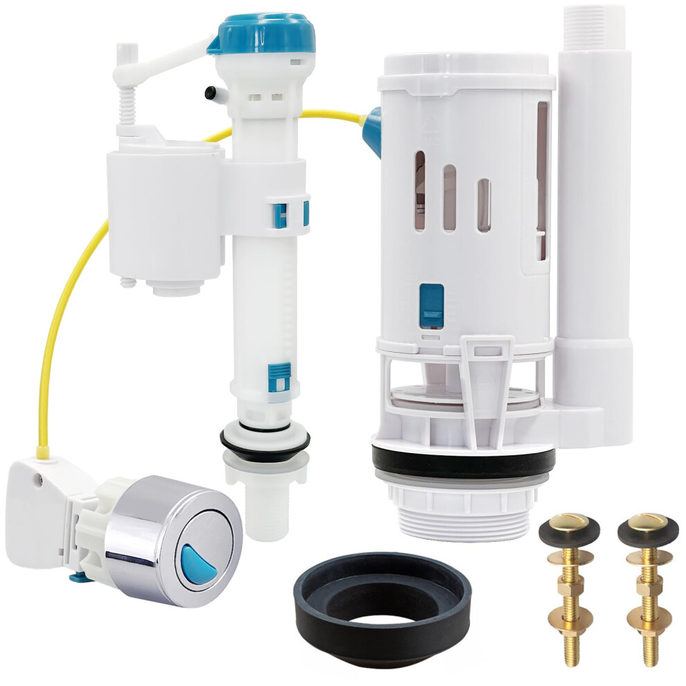 Toilet Flush System Replacement, Dual Flush and Fill Toilet Cistern Kit with Universal Ldual Flush Cistern Valve,