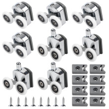 Curved Shower Door Rollers, 8pcs Shower Glass Door Rollers, 23mm Replacement Shower Door Wheels with Anti-Collision