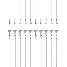 Picture Hanging Wire Kit, 2m Φ1.5mm Stainless Steel with Wire Adjustable Hook and Rail Moulding Hook Hold Up to 40