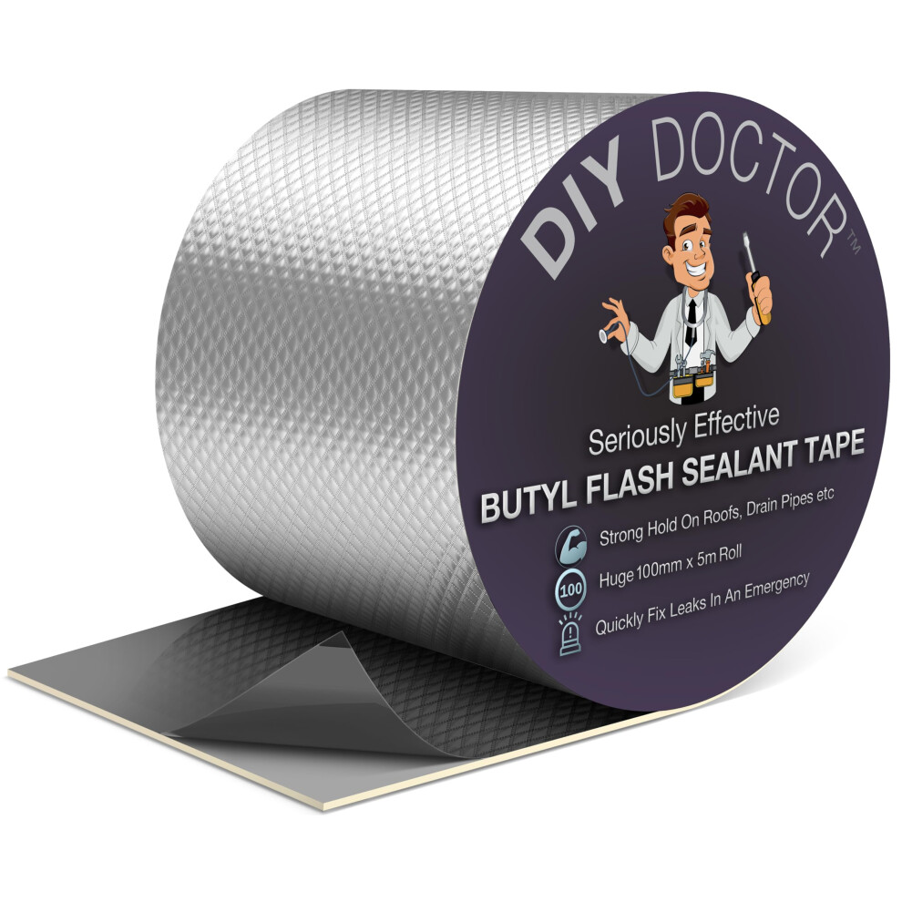 Butyl Tape - 1X Aluminium Foil 100Mm X 5M Waterproof Tape For Leaks - Waterproof Tape For Outdoor Use - Roof Sealant 5060616865481