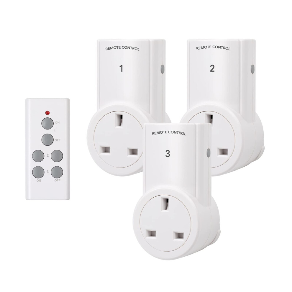 Remote Control Plug Socket,13A/3120W Wireless Light Switch 30M/100Ft Operating Range For Household Appliances,3 Pack 6933018900328