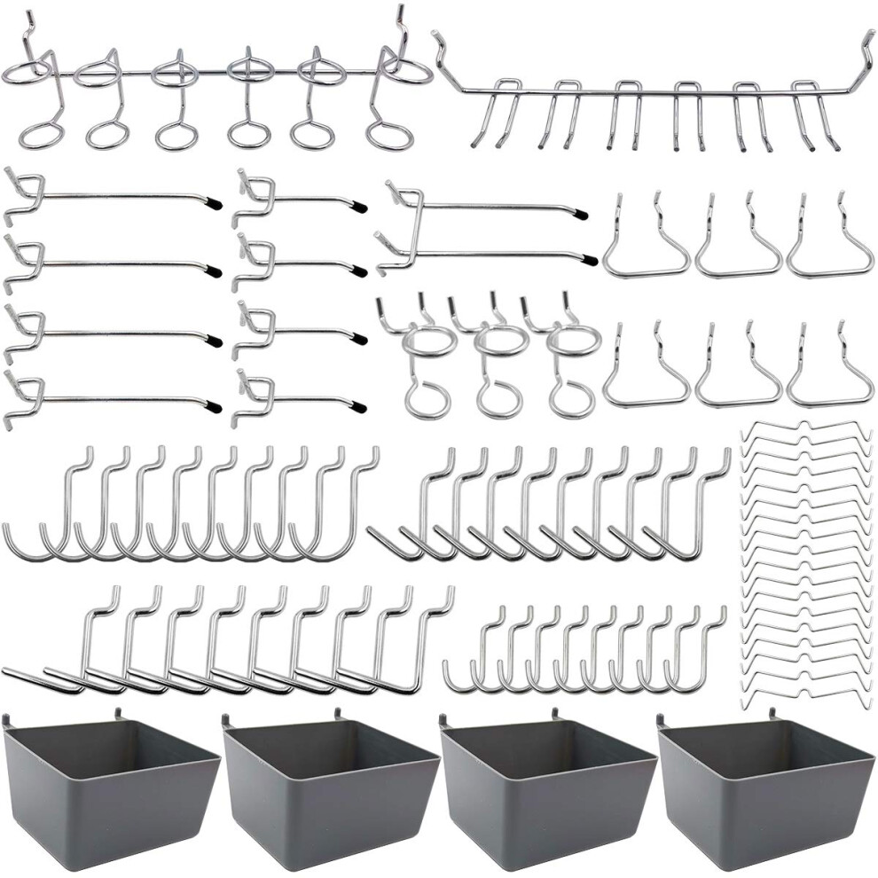 Pegboard Hooks Assortment With Pegboard Bins, Peg Locks, For Organizing Various Tools, 80 Piece 632202522273