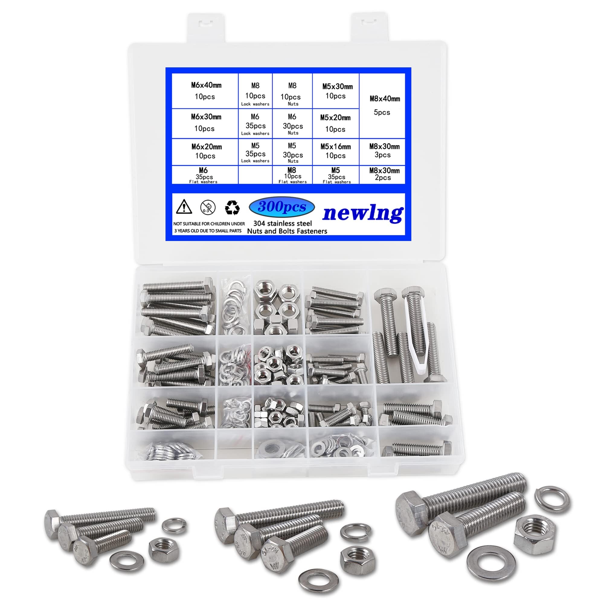 M5 M6 M8 Nuts and Bolts hex head assorted 304 stainless steel bolts ...