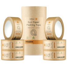 Kraft Paper Packing Tape 48mm x 50m | 6 pack | Eco Friendly & Recyclable Brown Paper Tape for Packaging Parcels & Moving