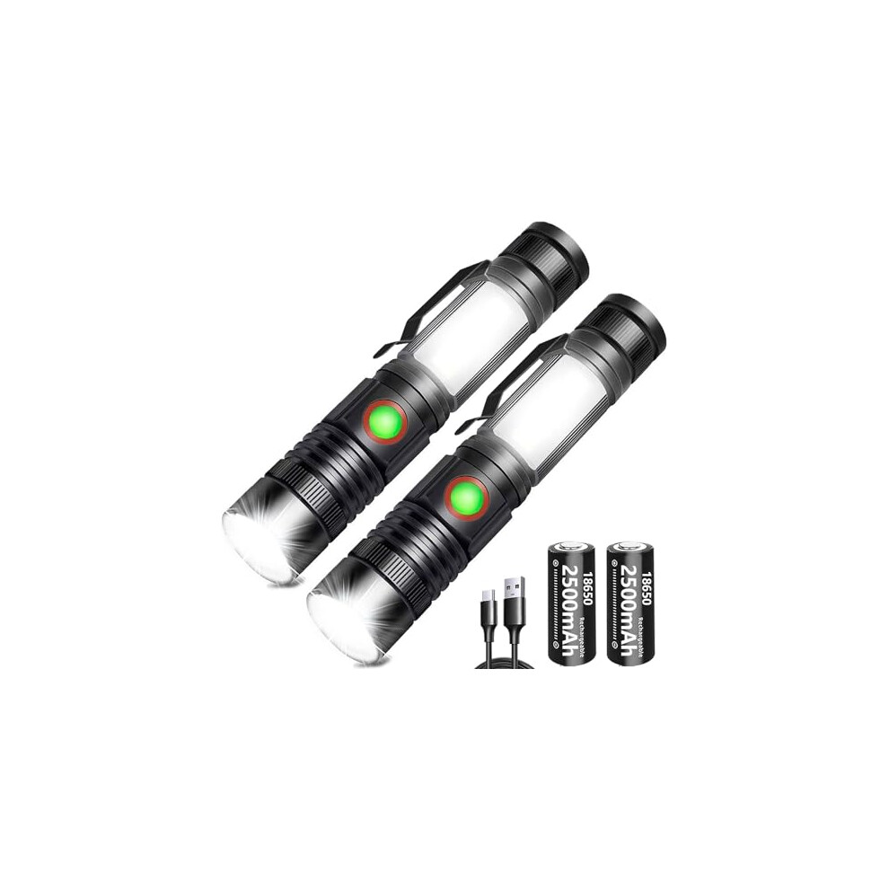 Torch Led Torches Rechargeable (Including Battery) 2000 Lumens Mini Magnet Torches Super Bright Tactical Flashlight COB