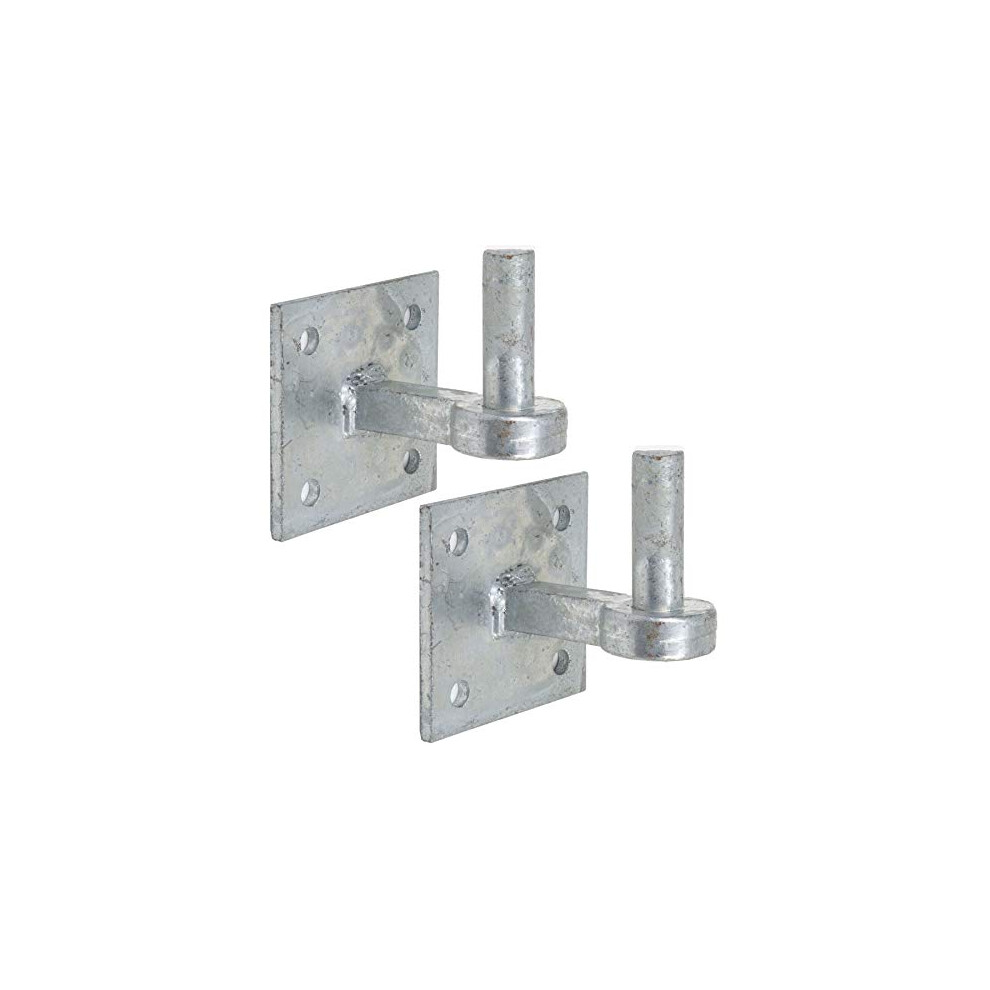 2X Heavy Duty Galvanised 19Mm Hook Plates - Farm/Field Gate Square Hanger Pin Hinges 5057502103529