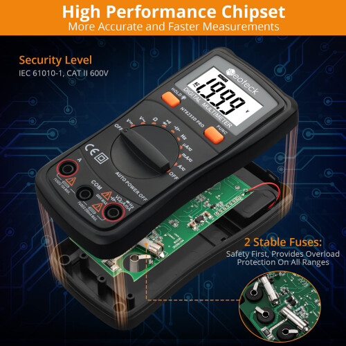 Auto Ranging Digital Multimeter AC/DC Voltage Current Ohm Capacitance Frequency Diode Transistor Audible Continuity, 1