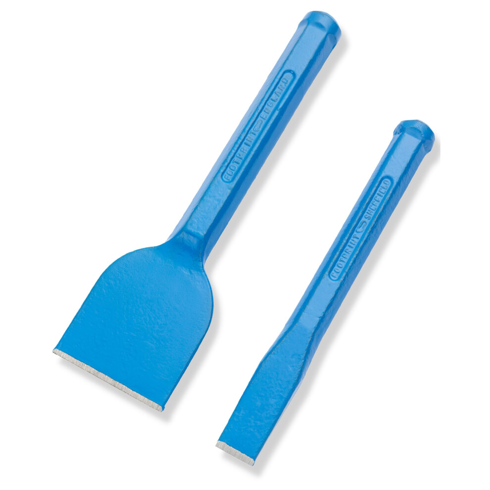Footprint Bolster And Cold Chisel Set - Essential Heavy Duty Hand Tools For Builders, Bricklayers And Diy. Fully Forged For