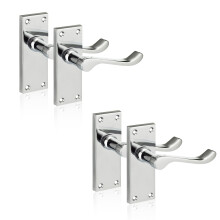 Chrome Elegance Range Polished Chrome Victorian Scroll Lever Latch Handles, Polished Chrome Backplate Door Handles,