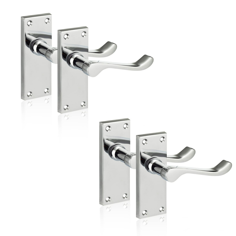 Chrome Elegance Range Polished Chrome Victorian Scroll Lever Latch Handles, Polished Chrome Backplate Door Handles,