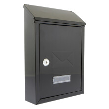 Burg-Wachter MB09BK Avon Rear Entry Wall Mounted Galvanised Steel Lockable Weatherproof Post Box - Black - 21x30x7cm