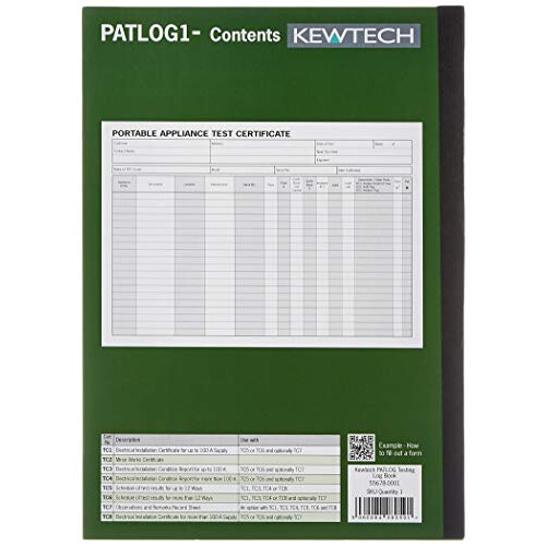 PATLOG1 PAT Test, A4 log book 1