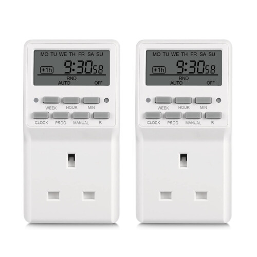 7 Day Digital Timer with Countdown Setting,Heavy Duty Electrical Socket Plug,20 ON/Off Weekly Settings for Lamp Light,24