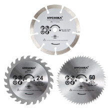 Circular Saw Blades 115mm, HYCHIKA Mini Circular Saw 3 Blades (1 * 24T TCT Saw Blades, 60T HSS Saw Blades; 1 * Grit