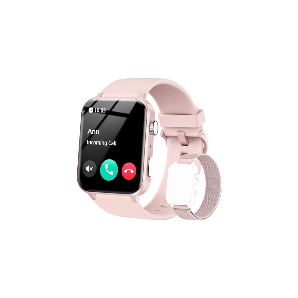 Iowodo Smart Watch For Women (Answer/Make Calls), Voice Assistant, 1.85" Fitness Watch With Spo2 Heart Rate Sleep Monitor, 100