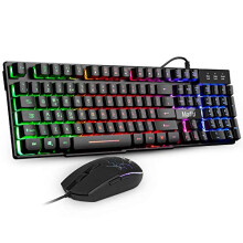 Gaming Keyboard and Mouse Set,Mafiti RK101 7 Rainbow Backlit Keyboard with Mechanical Feeling Breathing Light for