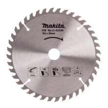 D-03349 Circular Saw Blade for Wood 165 x 20 x 40 Teeth, 0 V, Silver/Black