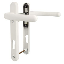 - UPVC White Windsor Door Handle Set, 92mm PZ, Lever/Lever, 122mm Screw Centres for External Doors