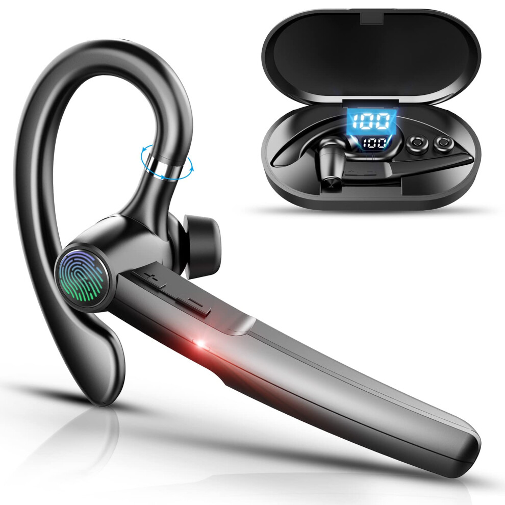 Bluetooth Headset,12Hrs Talk extendable to 48Hrs (using portable charging box), Wireless Headset with Microphone,